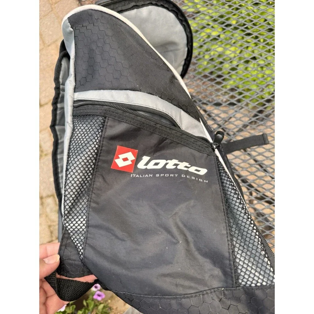 Vintage 90s Lotto Spell Out Box Logo Soccer Football Backpack Book Bag Black